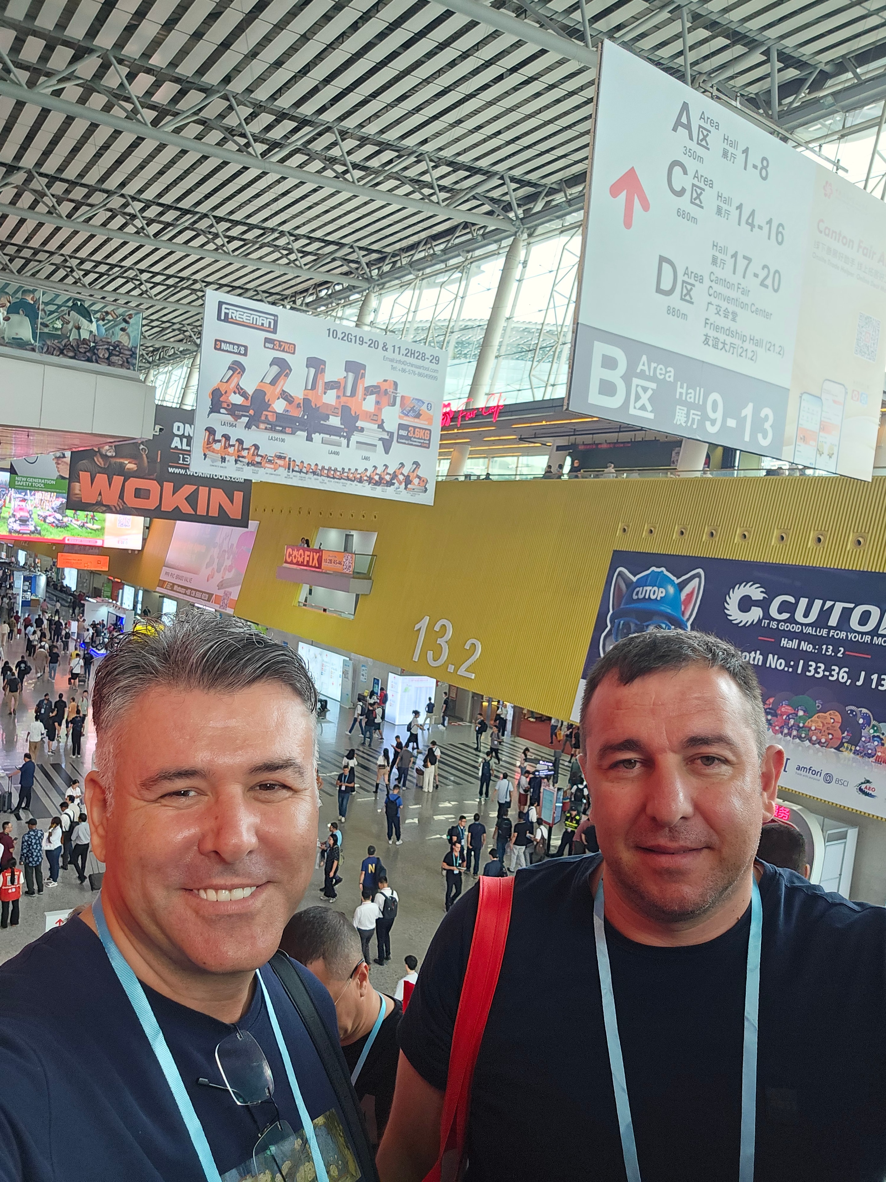 Walking the Canton Fair halls with our team.